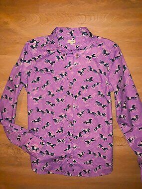 NEW Anthropologie "Odille" purple lavender wild horse western print shirt